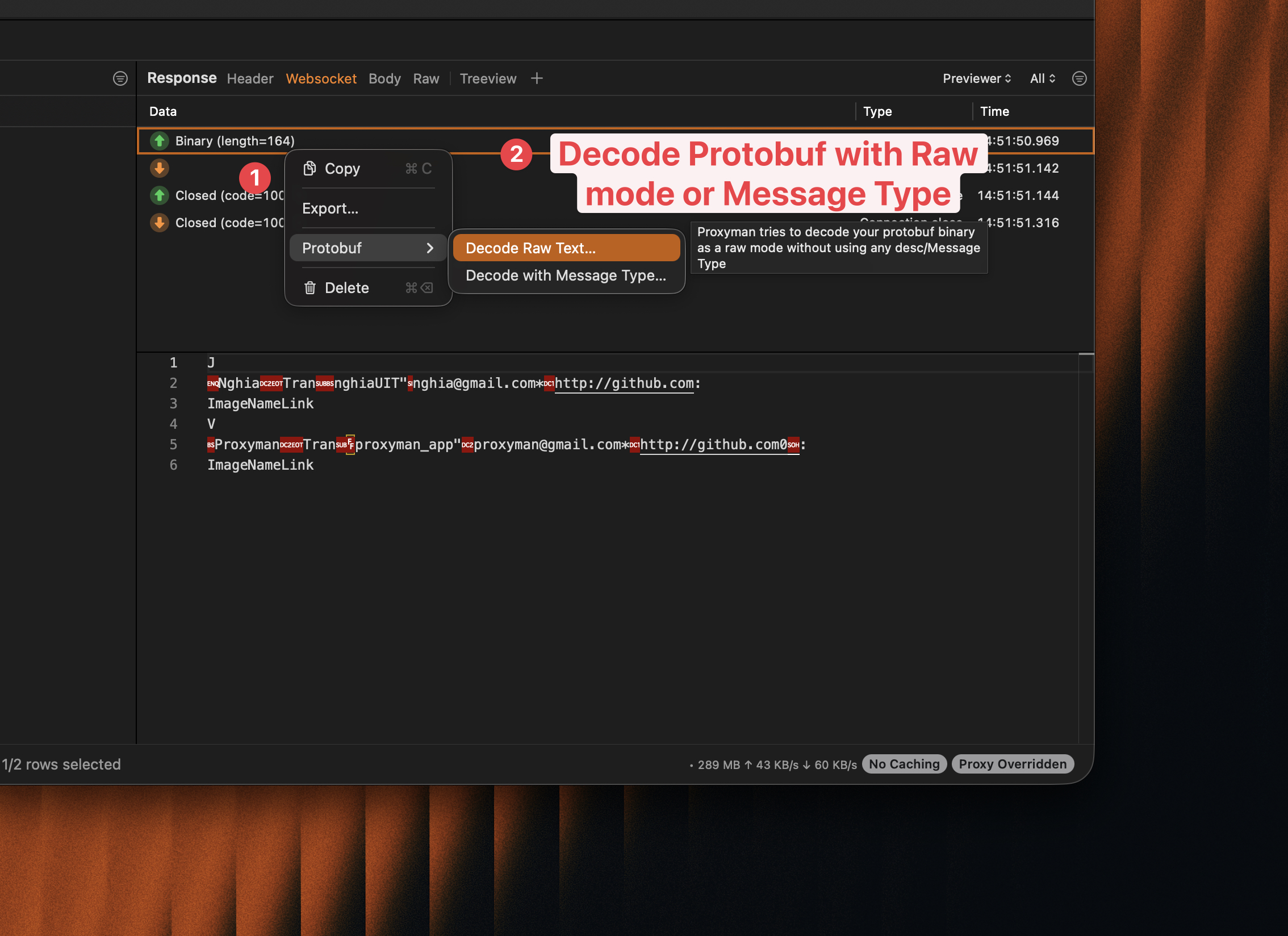 Decode websocket payload with Protobuf