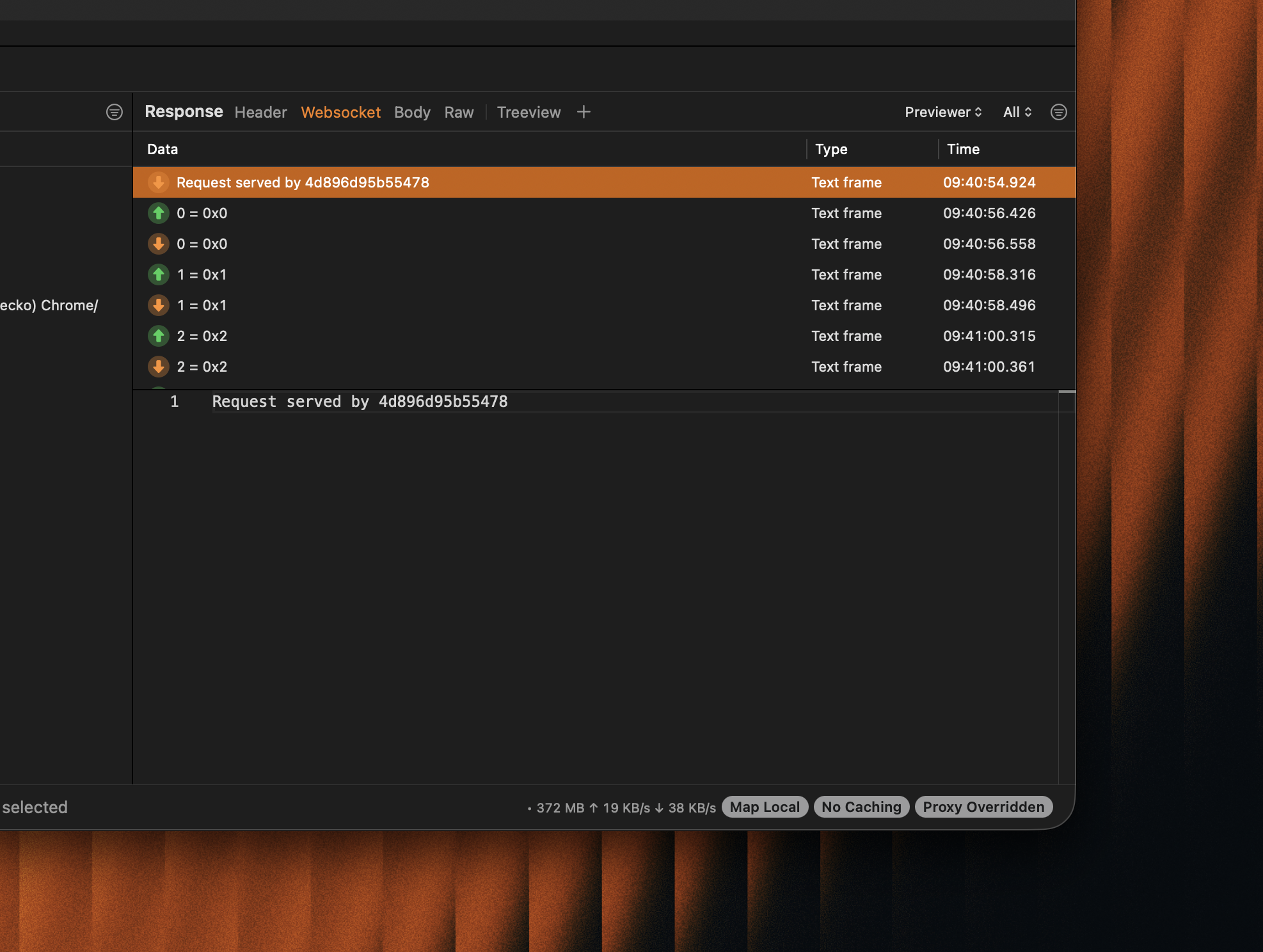 Proxyman captures websocket traffic